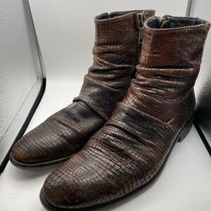 John Varvatos Distressed Brown Leather Boots